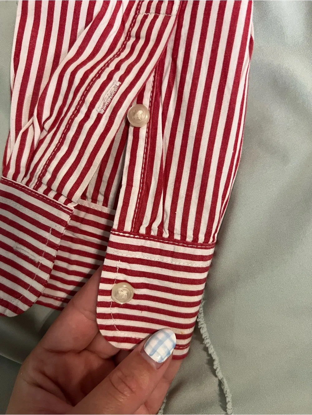 Ralph Lauren Red & White Vertical Stripe button-up Shirt Boys medium